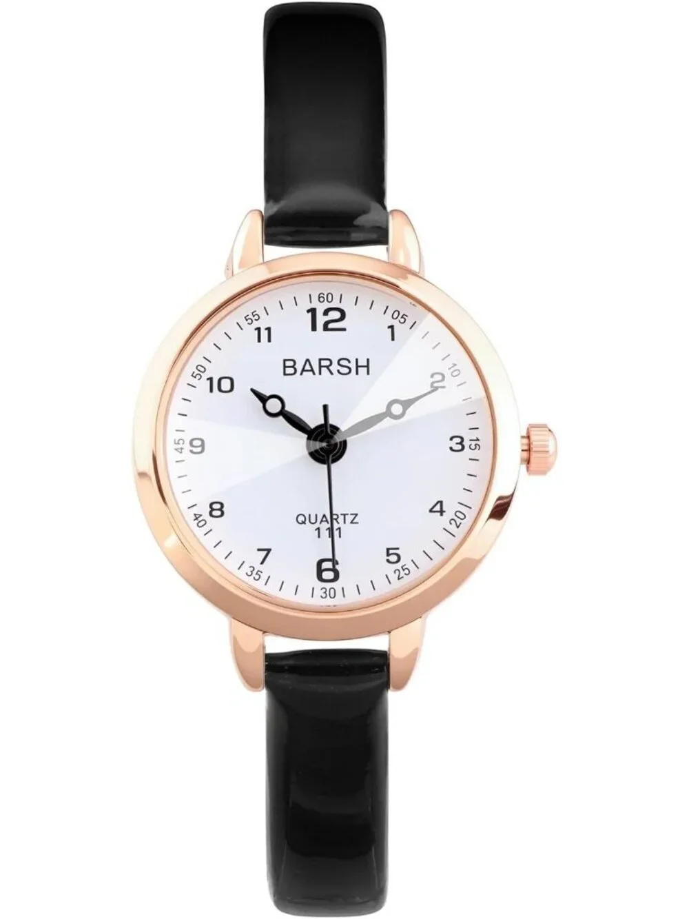 Women's Black And White Analog Quartz Classic Round Case PU Leather Wrist Watch
